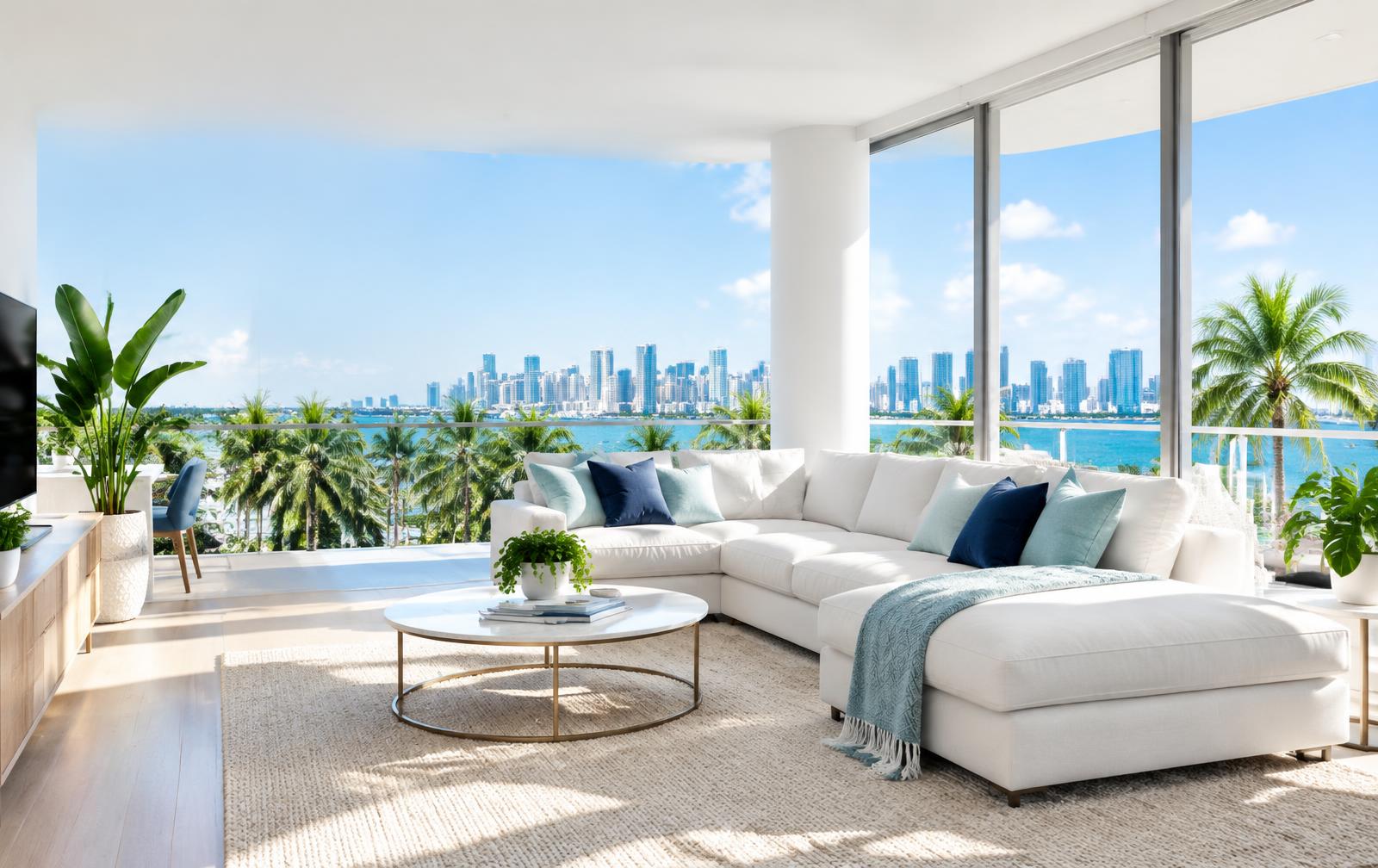 Freshly cleaned Miami apartment with a bright city view